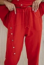 Oversize bavlněný komplet teplákové + kalhoty červený