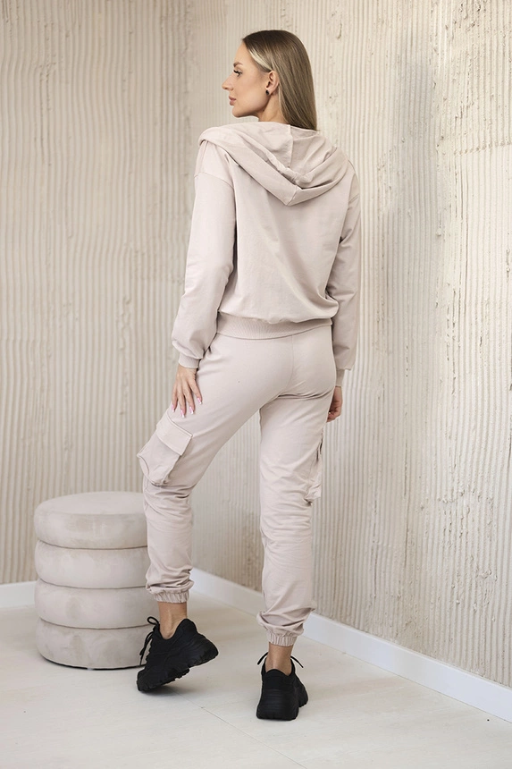 Set 3 in 1 sweatshirt + top + pants light beige