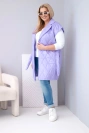 Women's Plus Size quilted vest with a belt and collar light purple