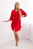 Kleid mit Knopfverschluss und Bindeband in der Taille rot