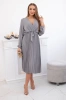 Dress tied with a pleated hem grey