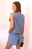 Women's viscose set buttoned vest and shorts denim melange