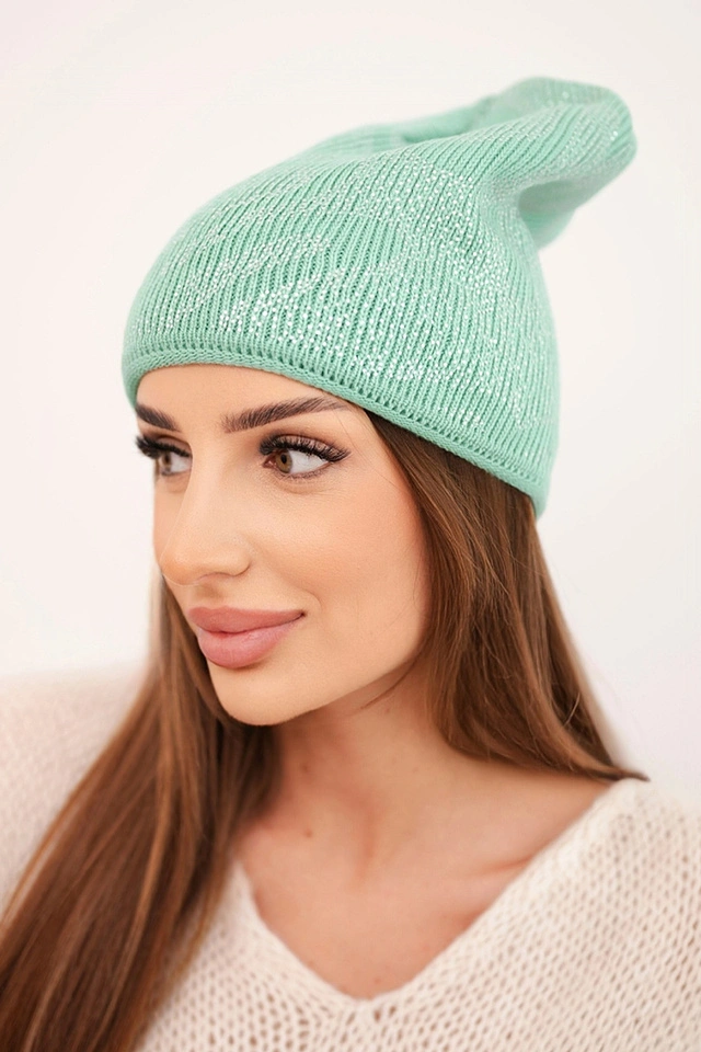 Women's winter wool hat with double rolled-up cuff K426 orange