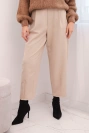 Damenhose mit hohem Bund und Falten beige