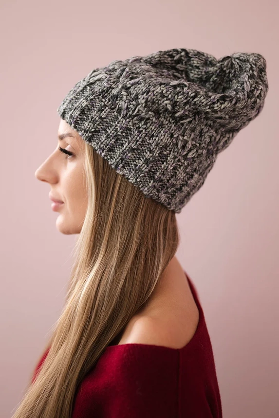 Cap with fleece Roksana K209 gray+purple