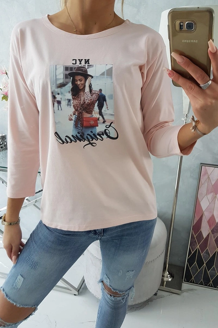 Bedruckte Bluse Original puderrosa