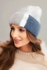 Women's colorful viscose cap with decorative button white + navy