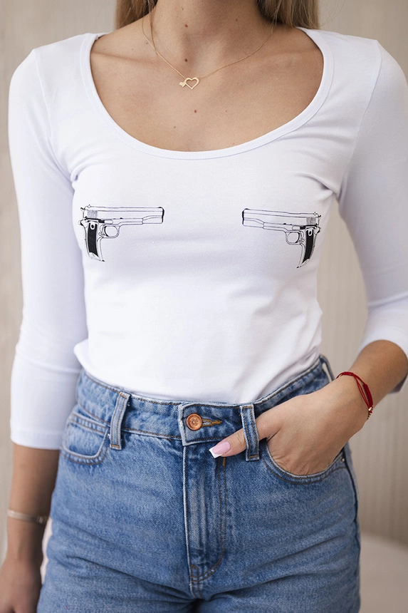 Bodysuit mit Pistolendruck weiß