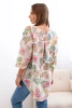 Women's cotton blouse with a butterfly pattern and buttons beige
