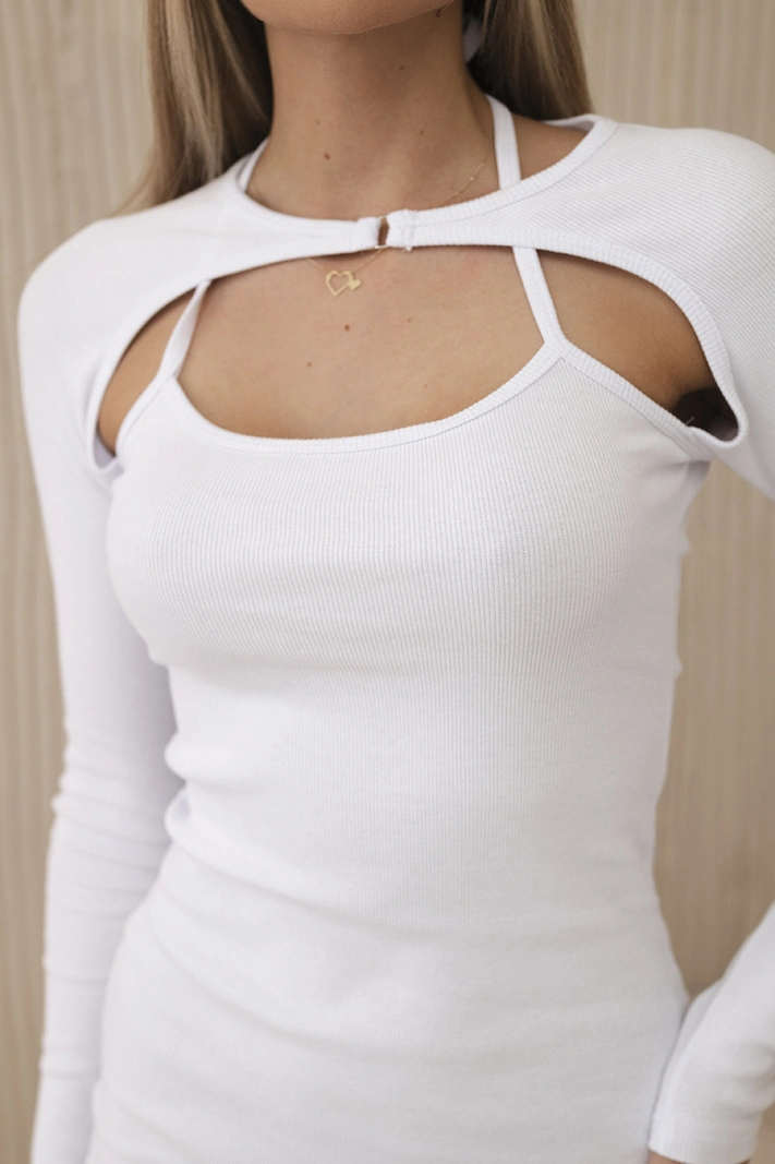 Gestreiftes tailliertes Kleid weiß