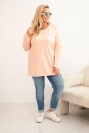 Moteriška Plus Size medvilninė palaidinė su apvaliu iškirpimu persikų spalvos