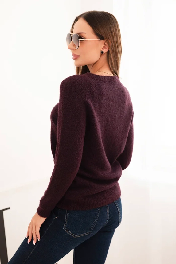 Women's sweater made of baby alpaca with long sleeves plum
