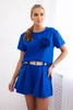 Новый комплект пунто с декоративным цветком блузка + шорты васильковый синий
