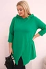 Moteriška medvilninė bliuskutė Plus Size asimetriška su pasukamais rankovėmis žalia