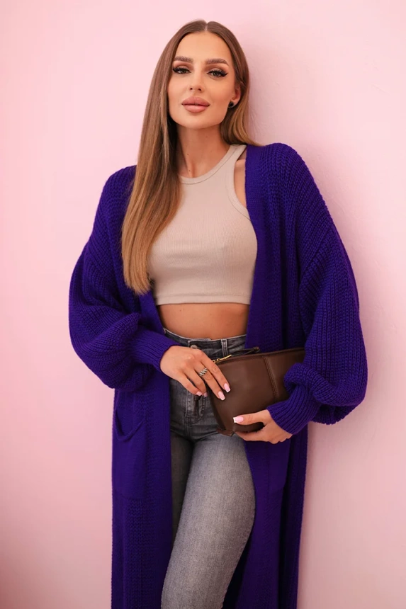 Sweater long cardigan purple