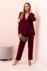 Women's set with viscose – blazer with lapels and pants with piping plum