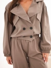 Women's cotton set with collar and jogger pants fango color