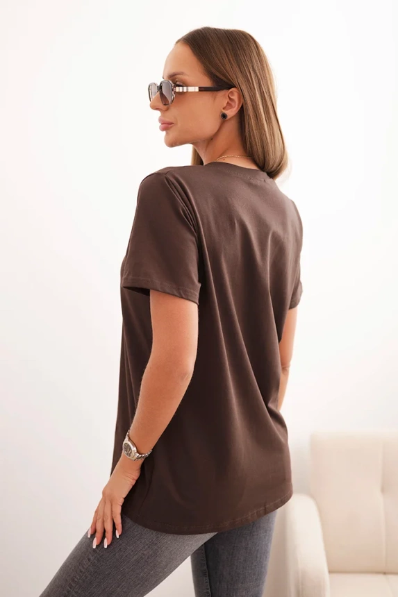 Women's cotton blouse in a classic cut brown