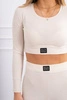 Striped top set with a blouse light beige