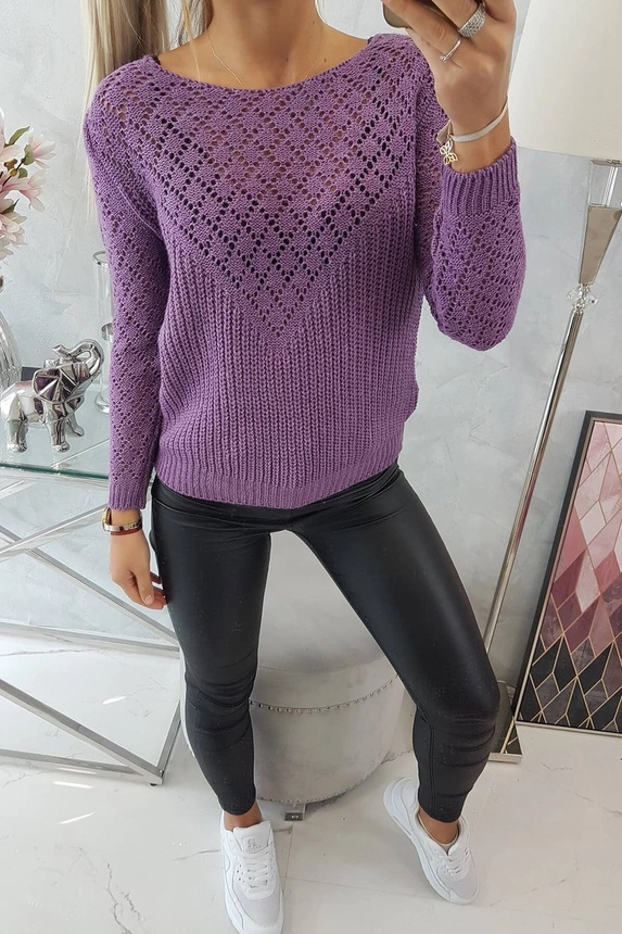 Openwork sweater purple