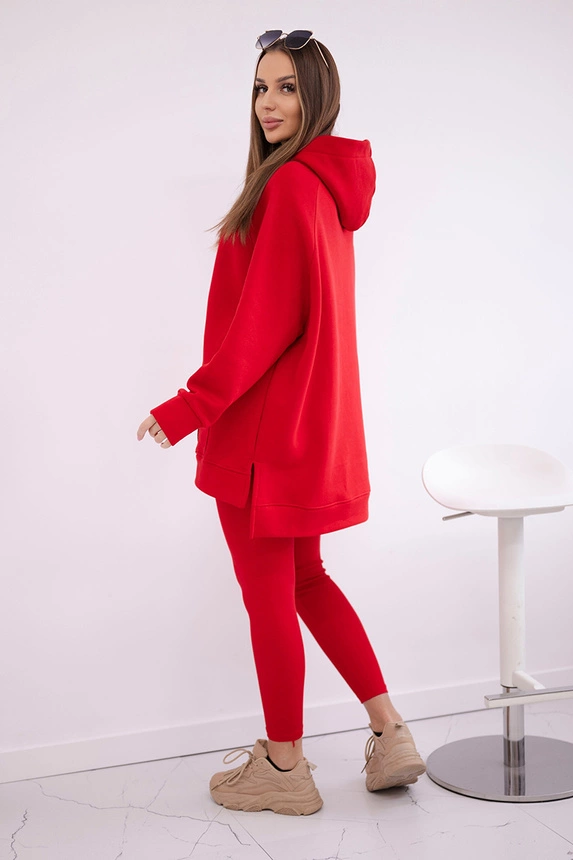 Baumwollset isoliertes sweatshirt + leggings rot