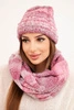 Dámsky zimný komplet s mohérom čiapka a šál K501 tmavo ružový
