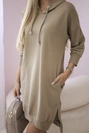 Kapuzenkleid mit längerem Rücken camel