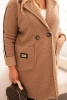 Plus Size women's coat made of faux sheepskin with pockets camel