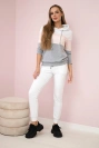 Súprava s farebnými pruhmi biela+prášková ružová