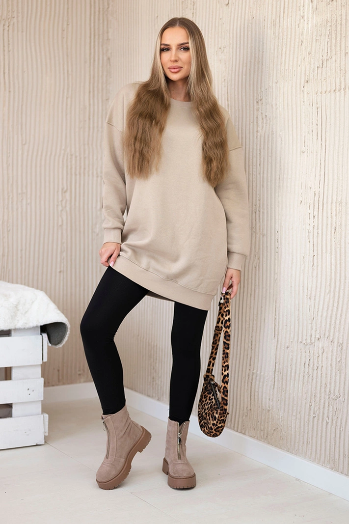 Insulated sweatshirt with California inscription light beige