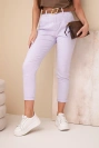 Damen Frühlings Boyfriend-Hosen mit hohem Bund und Gürtel M.Sara lila