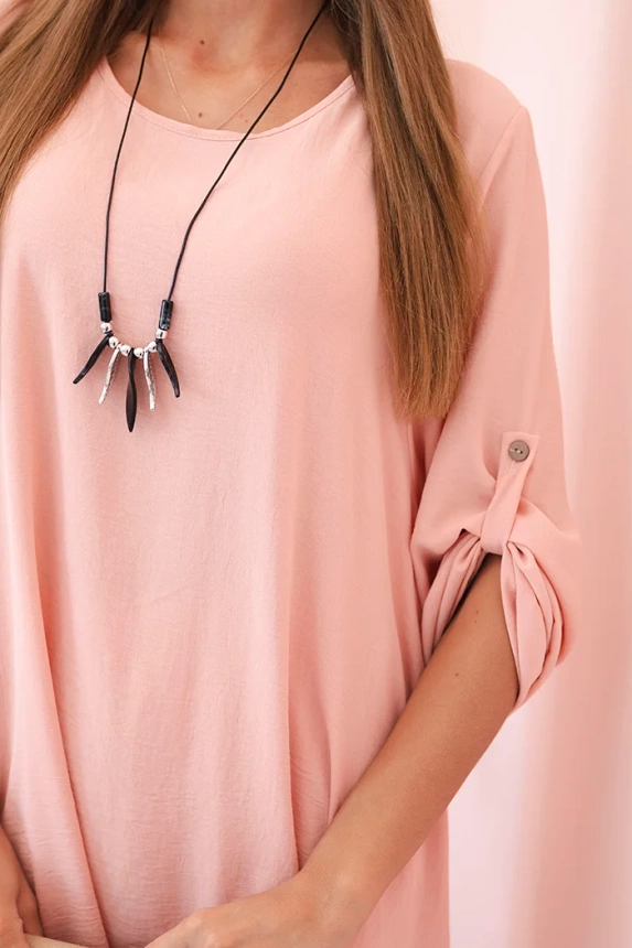 Set of blouse + pants with pendant dark powder pink