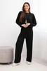Women's viscose set with a pendant sweatshirt and wide pants black