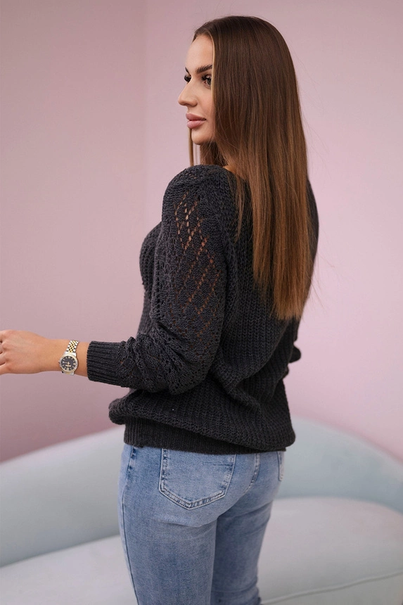 Openwork sweater dark graphite