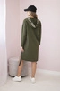 Kapuzenkleid mit khakifarbenem Aufdruck
