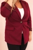 Plus Size women's blazer made of viscose with long sleeves and collar plum