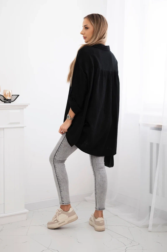 Cotton muslin shirt black
