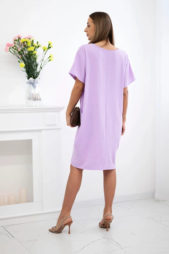 Dress with pockets and pendant light purple