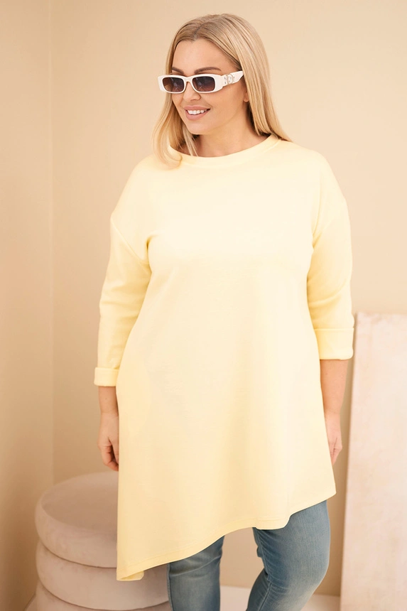 Dámska sukňa Plus Size z viskózy s voľným strihom a dlhým rukávom žltá