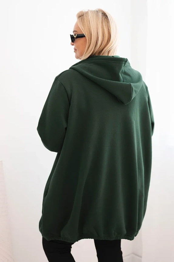 Damenpullover gefüttert Plus Size mit Kapuze und V-Ausschnitt braun