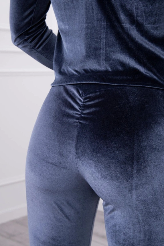 Komplet welurowy z marszczeniem z tyłu grafitowy