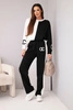 Women's tracksuit set Masełko two-tone with oversized sweatshirt and straight pants black+white