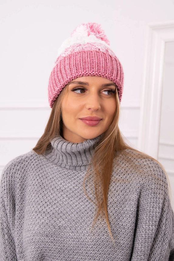 Damenmütze mit Bommel Abigail K326 puderrosa+ecru