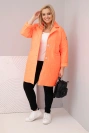 Dámska bunda Plus Size prešívaná s ozdobnými gombíkmi a golierom oranžový neon
