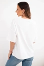 Women's oversized cotton top with short sleeves and a fashionable print white