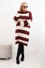 Moteriška megztinė suknelė Plus Size dryžuota bordo