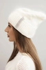 Women's winter wool hat with rhinestones K453 ecru