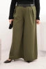Plus Size women's pants with wide legs and a belt khaki