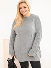 Damenpullover Plus Size mit Zopfmuster grau