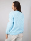 Women's sweater with colorful polka dots and a round neckline blue